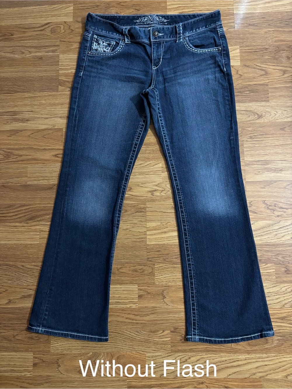Maurices Premium Denim Bootcut Jeans Juniors Size 15/16 Embroidered Stitching - Picture 8 of 16